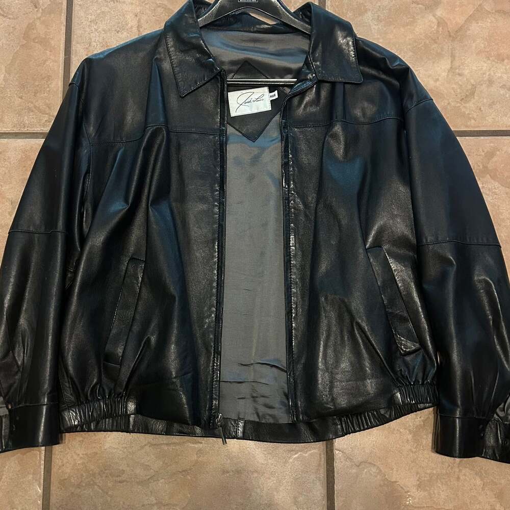 Jose Luis Men's Black Leather Bomber Jacket